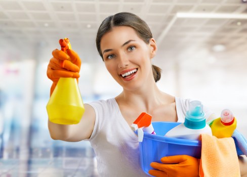 Spot cleaning a carpet stain in a Highbury flat