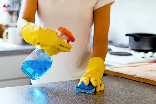Using protective equipment while handling cleaning products